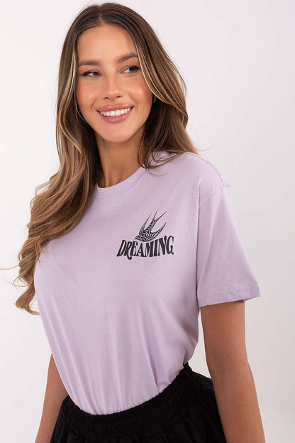 Sublevel Women's Classic Cotton T-Shirt in elegant design, featuring a fashionable slogan print, perfect for adding a stylish touch to casual outfits.
