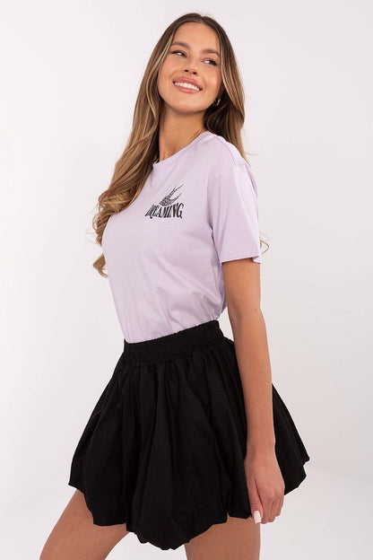 The back of Sublevel Women's Classic Cotton T-Shirt displaying dynamic slogans, adding modern flair to this minimalist luxury piece.