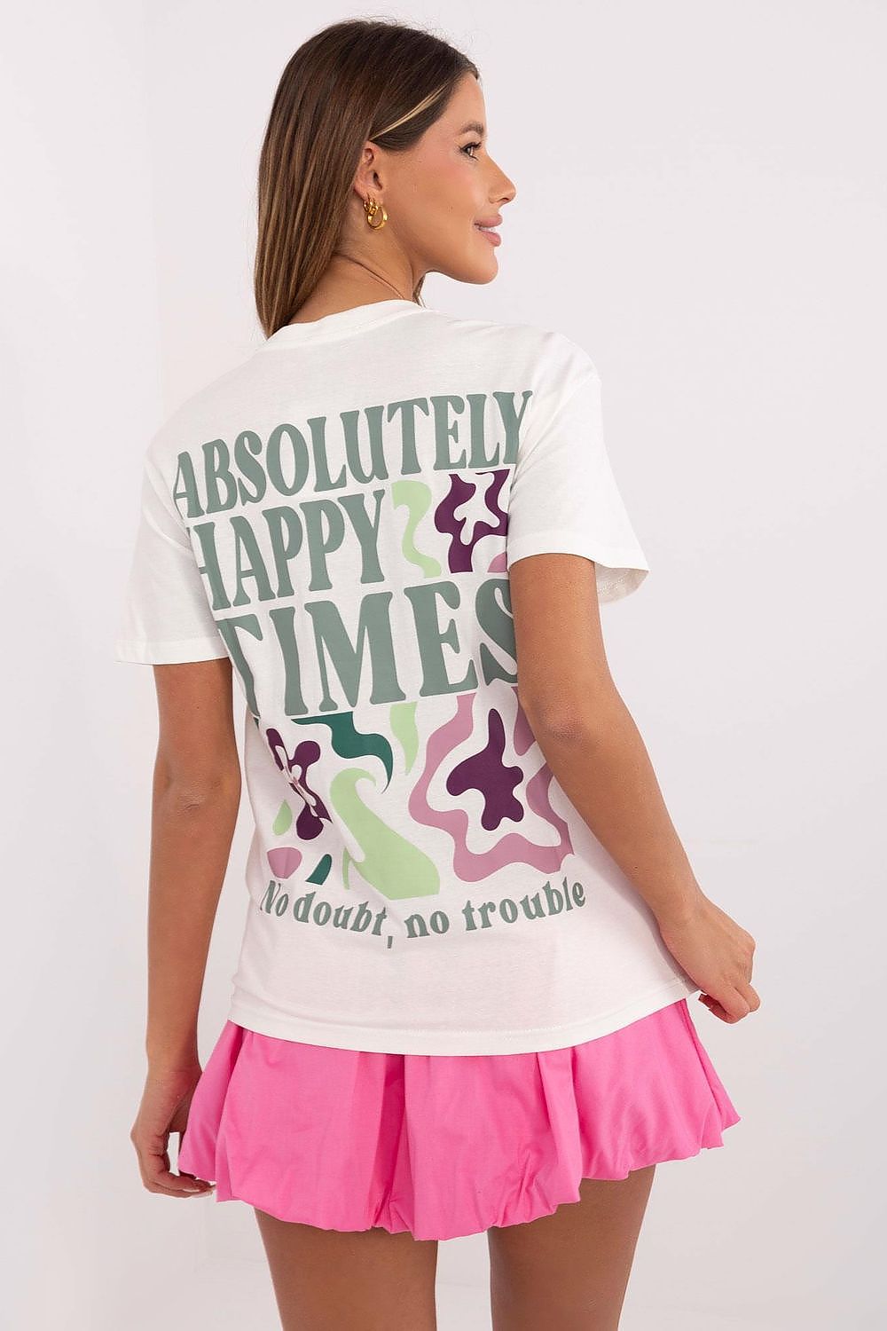 Model wearing Sublevel Women's Classic Cut T-Shirt, ideal for casual styling with a touch of sophistication.