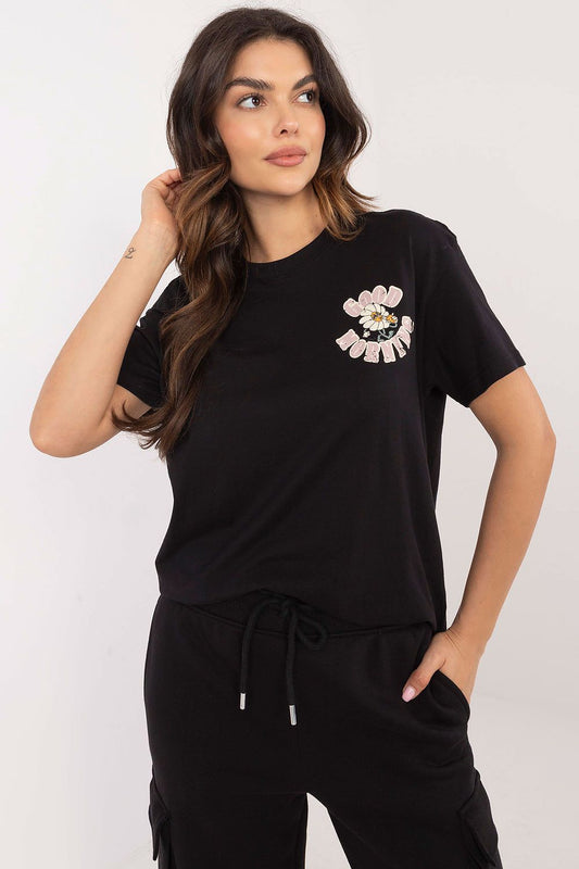 Luxury women's cotton t-shirt by Sublevel featuring a minimalist print, ideal for everyday style.