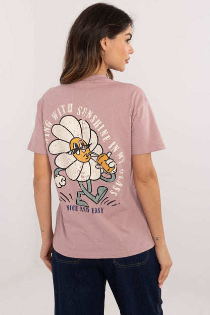 Luxury women's cotton t-shirt by Sublevel, featuring a minimalist print and classic cut, perfect for everyday style in sizes XS-L.