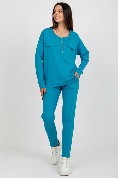 Full view of Lakerta modern tracksuit set laid out, emphasising the stylish silhouette and functional pockets.