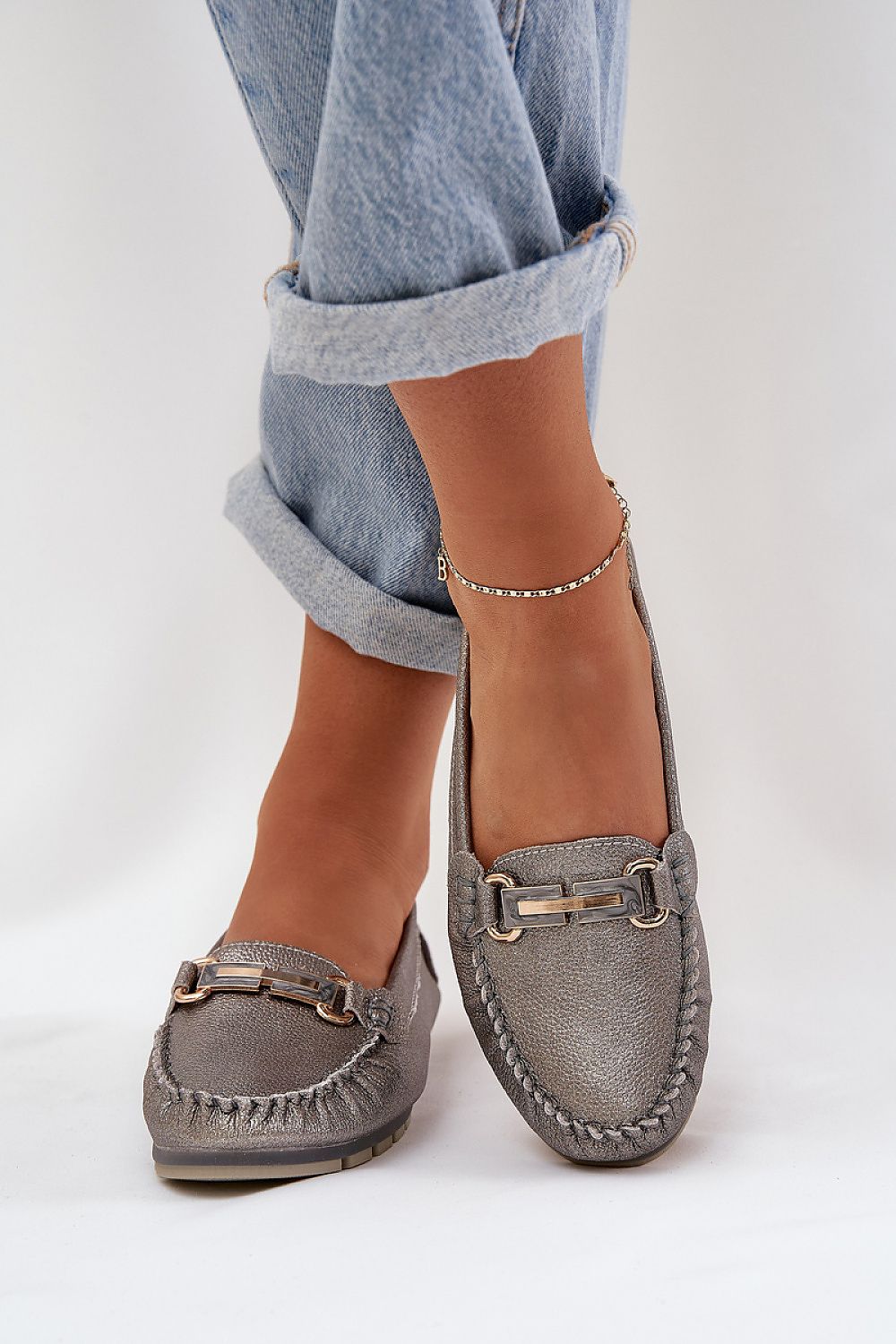 Chic moccasins for ladies featuring sequined natural leather, presented by Step in Style, ensuring elegance and comfort for daily wear.