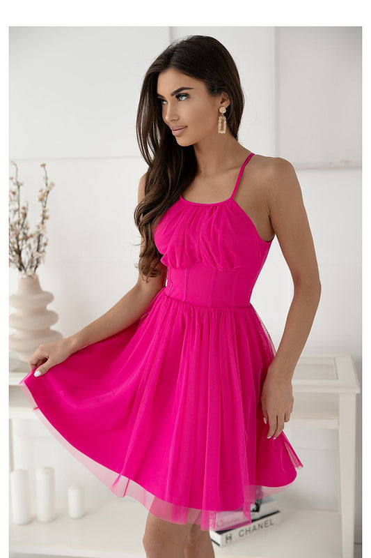 Elegant Adjustable Strap Cocktail Dress with Hidden Zipper from With You, showcasing a luxurious flared bottom design, perfect for special occasions.