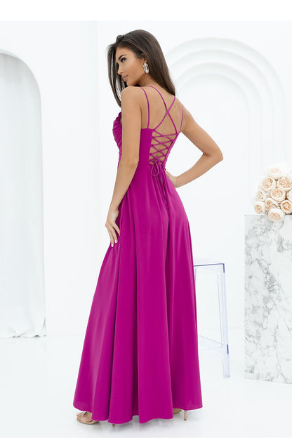 Stunning front view of the With You long dress featuring a chic water neckline, perfect for evening events.