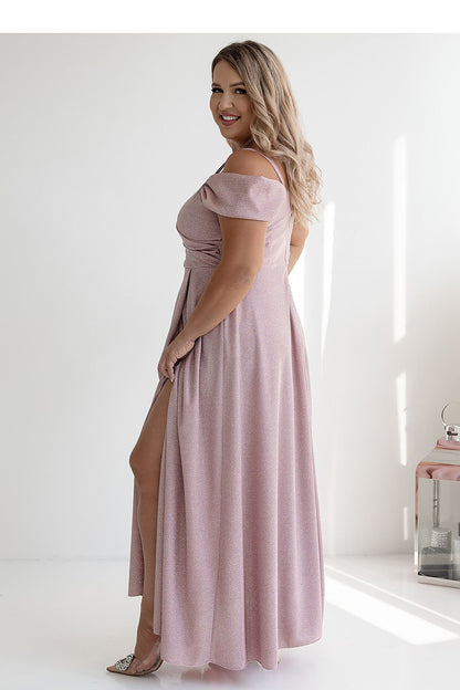 Glamorous long dress from With You, crafted with a blend of cotton and spandex, exemplifying elegance with its thin straps and fitted design.