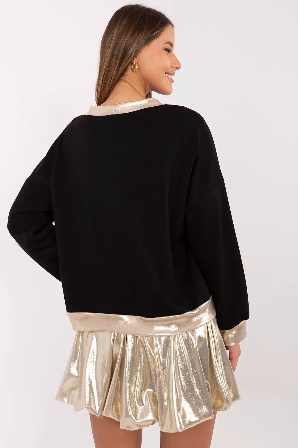 Full view of the V-Neck Blouse by Italy Moda, presenting its smooth texture and sophisticated colour, ideal for any stylish wardrobe.