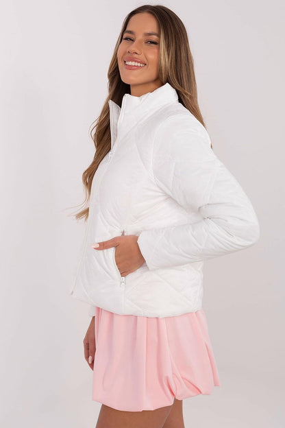 Chic women's nylon jacket from Italy Moda, featuring a sleek design and functional zippers, perfect for everyday elegance.