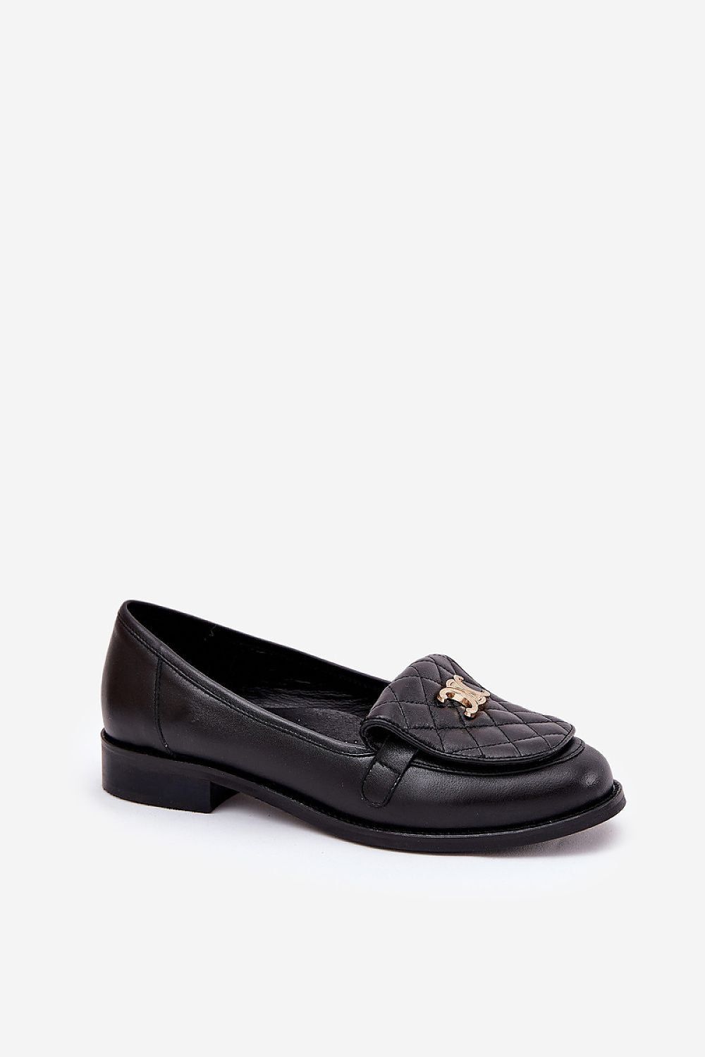 Elegant women's natural leather moccasins by Step in Style, featuring gold detailing and a classic rounded toe design, perfect for both casual and formal occasions.