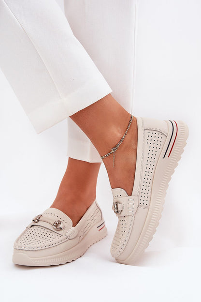 Elegant lace ballet flats in natural leather by Step in Style, showcasing a detailed lace pattern, perfect for summer comfort and sophistication.