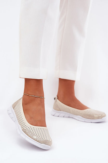 Refined natural leather ballet flats by Step in Style, highlighting a unique lacy design and comfort, perfect for adding a touch of elegance to summer outfits.