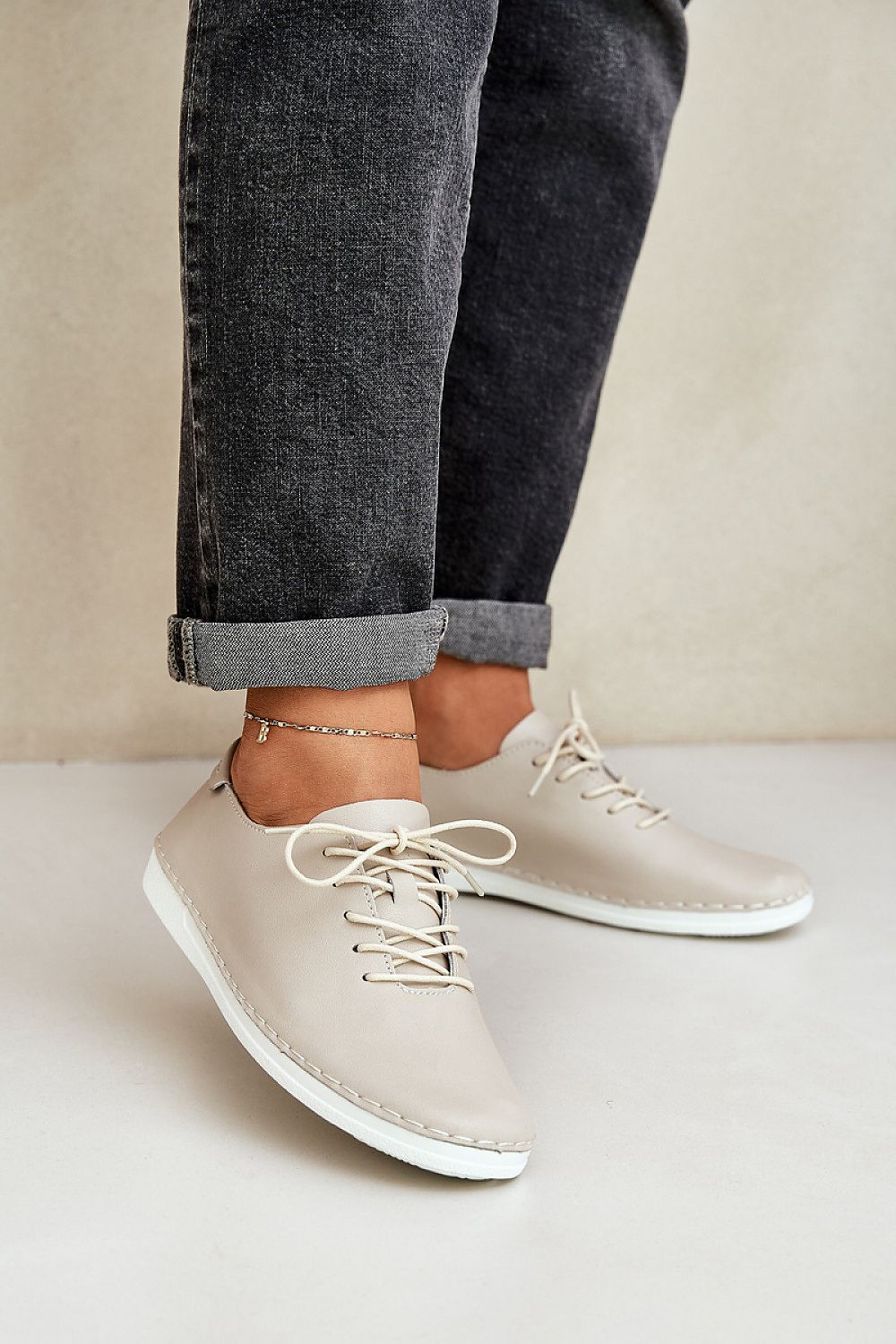 Elegant women's luxury natural leather half shoes by Step in style, featuring a comfortable fit and rounded toes, perfect for everyday wear.