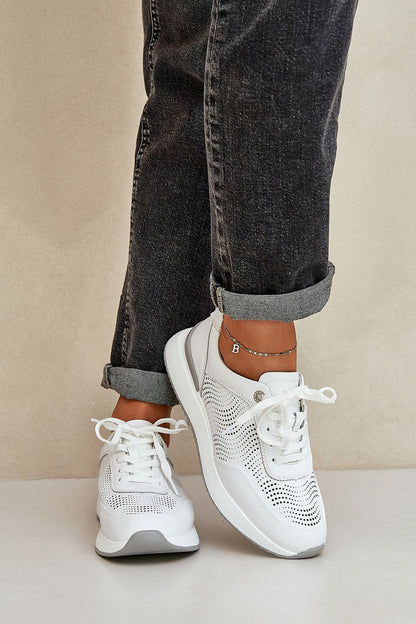 Chic women's natural leather sports shoes by Step in Style, featuring a contemporary platform design and an ergonomic fit for ultimate comfort.