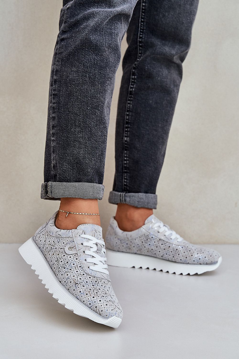 Luxury suede sport shoes from Step in style featuring a stylish sequin platform, designed for comfort and everyday wear; available in EU sizes 36-41.