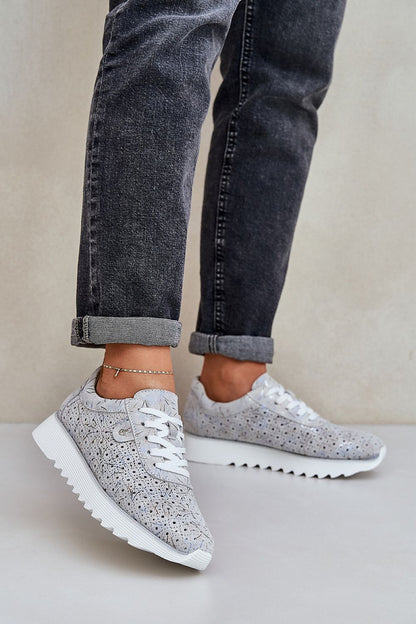 Luxury suede sport shoes from Step in style featuring a stylish sequin platform, designed for comfort and everyday wear; available in EU sizes 36-41.