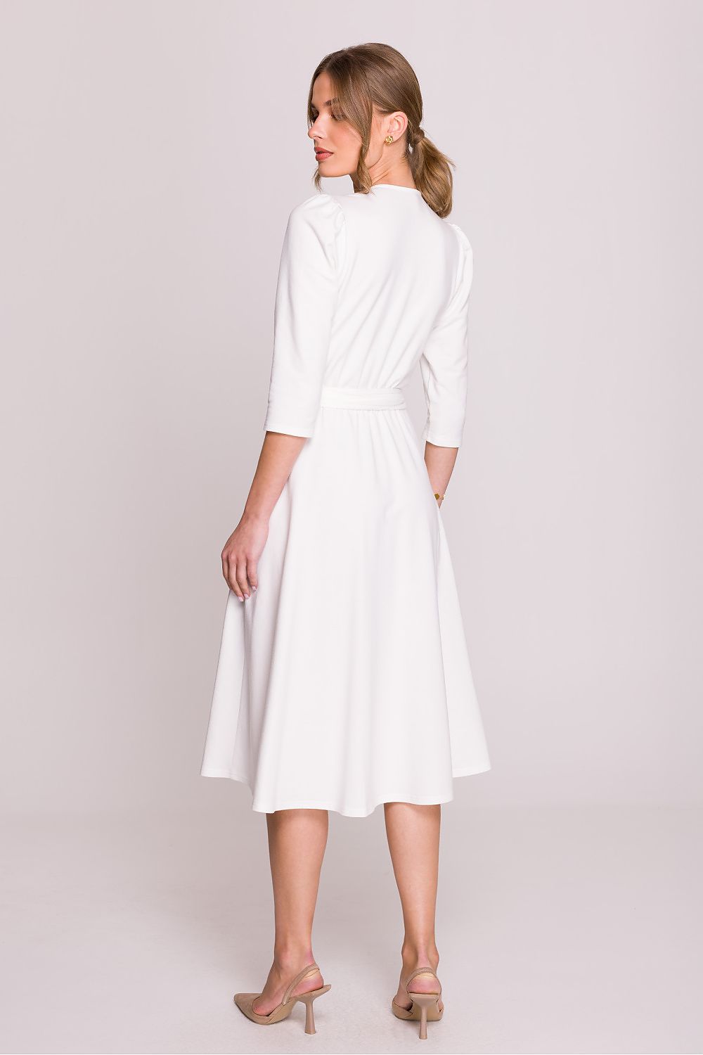 Stylove soft modal daydress displayed on a model, demonstrating its effortless elegance and flattering fit for diverse occasions.