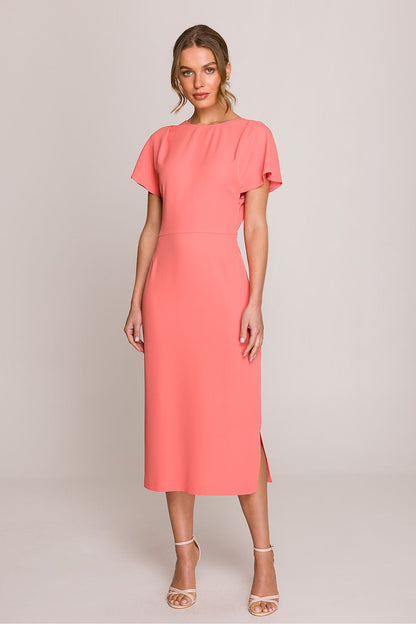 Flat lay arrangement of the Elegant Stylove Midi Dress showcased with delicate accessories, fitting for stylish occasions and celebrations.