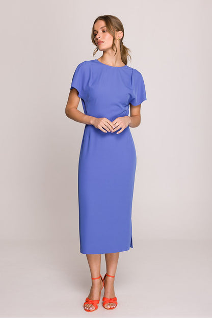 Close-up of Elegant Stylove Midi Dress fabric highlighting premium quality and sophisticated design.