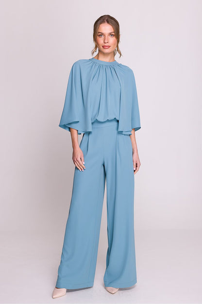 Stylove elegant ruched jumpsuit featuring flowing kimono sleeves, perfect for special occasions, in a luxurious design.