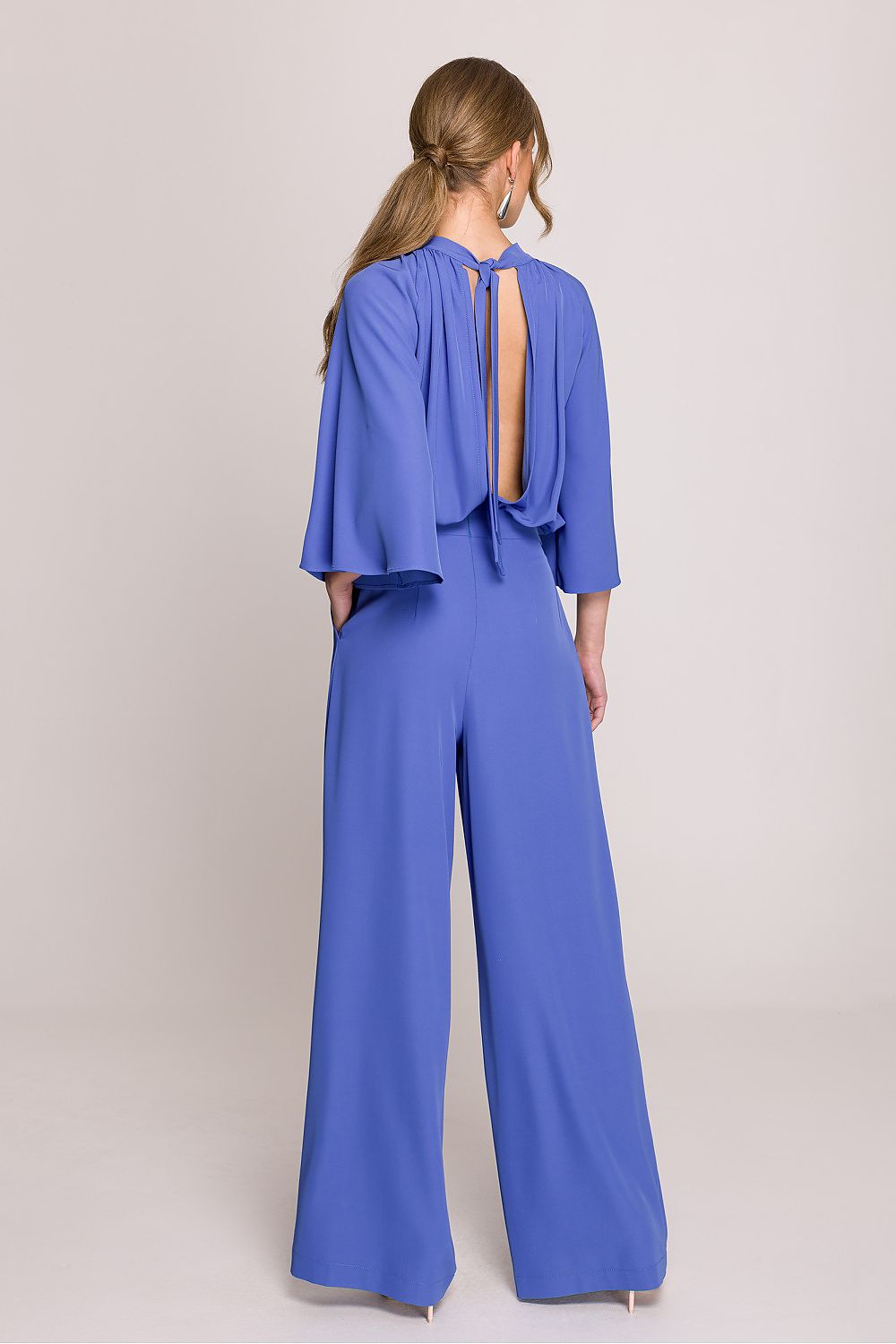 Stylove elegant ruched jumpsuit with kimono sleeves, showcasing exquisite design and luxurious fabric, perfect for special occasions.