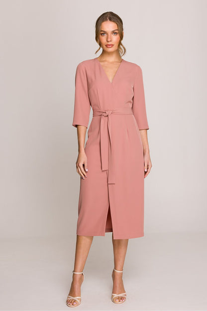 Stylove Elegant Midi Dress in various sizes, tailored for elegance and comfort at special occasions.