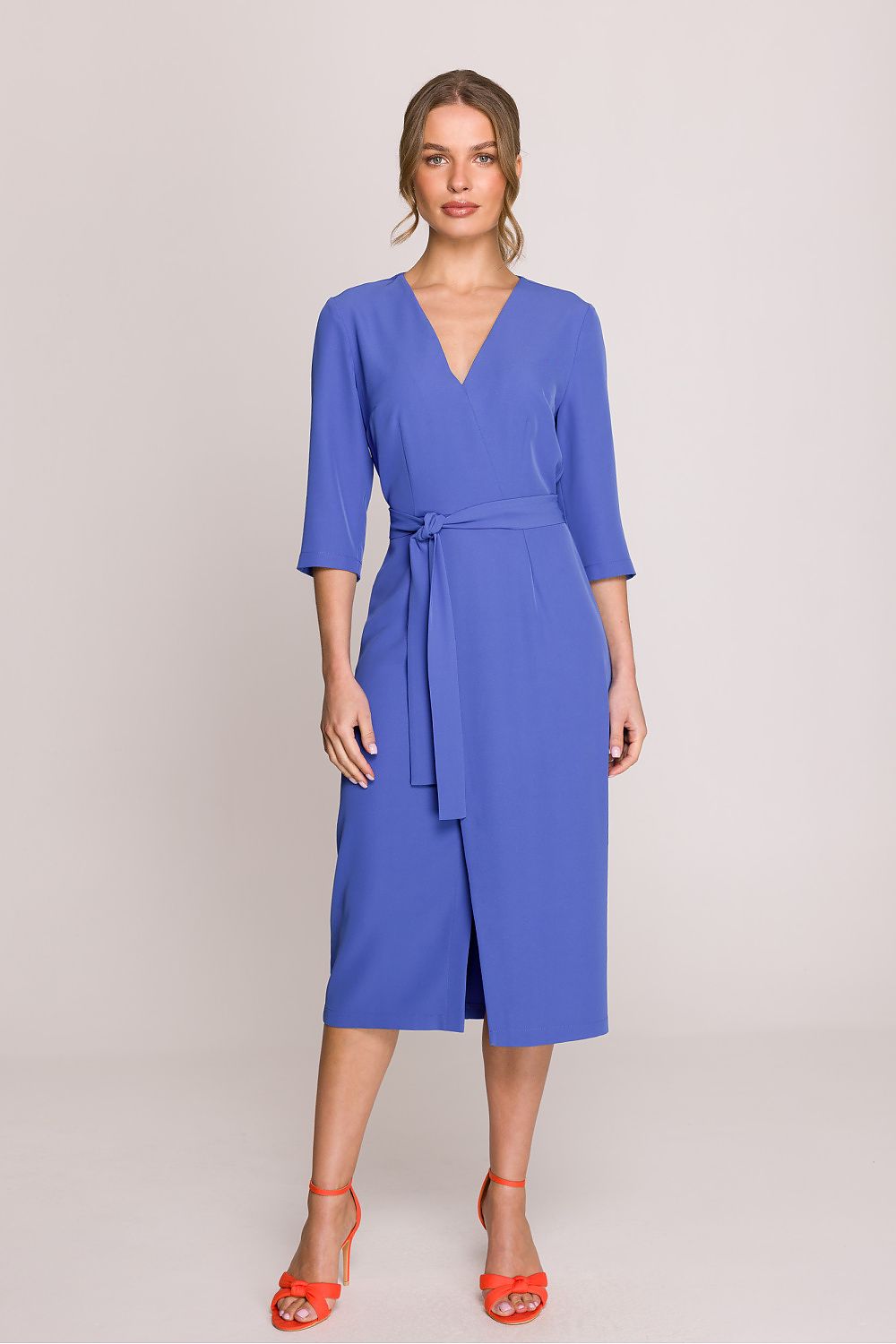 Stylove stylish midi dress with 3/4 length sleeves, elegantly designed for a beautiful and classic look, ideal for formal events.