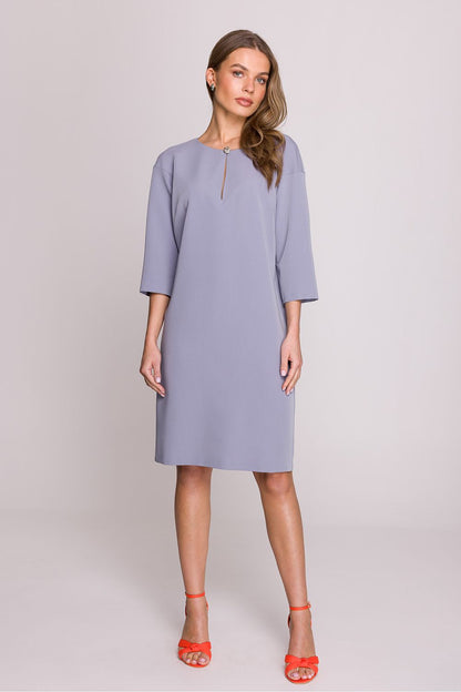 Stylove daydress featuring delicate side slit for enhanced movement, perfect for chic casual occasions.