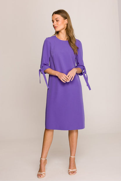 Close-up detail of the Elegant A-Line Daydress by Stylove showcasing the delicate cuff and tying, made from premium quality fabric for ultimate comfort.