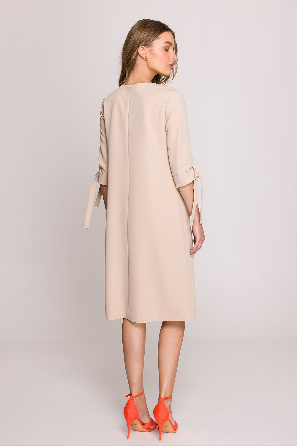 Elegant A-Line Daydress by Stylove showcasing a flattering silhouette with 3/4 sleeves and a round neckline, ideal for both casual and formal occasions.