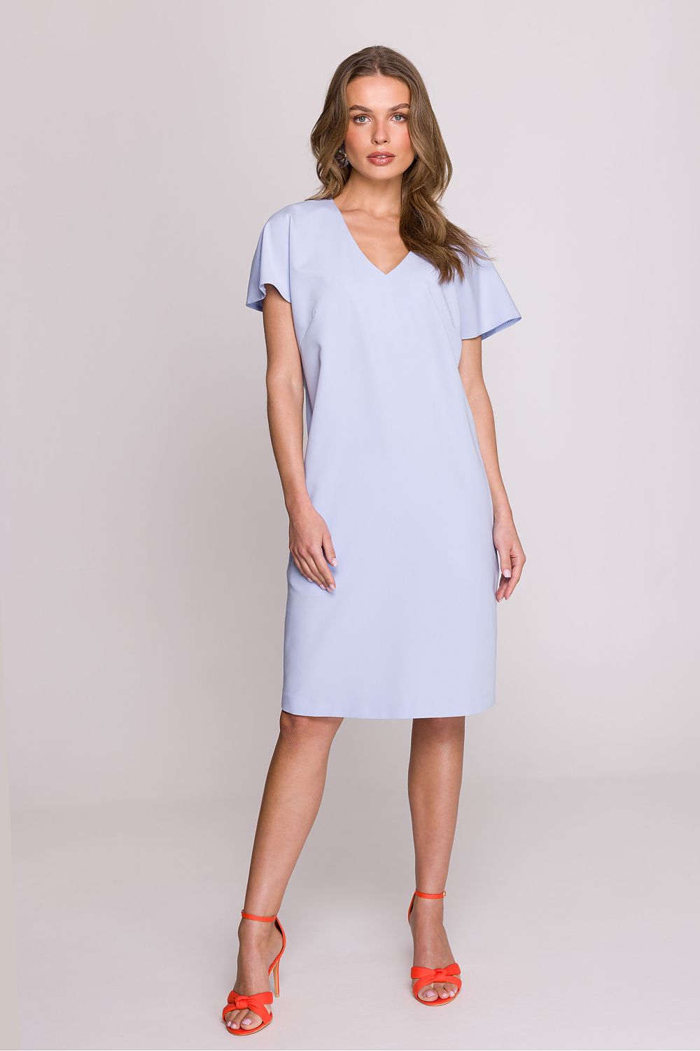 Stylove Women's V-Neck Daydress captured in vibrant colour, accentuating its sophisticated and feminine appeal.