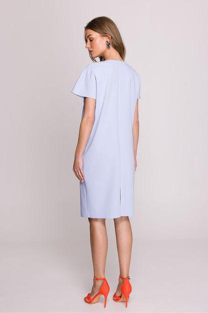 Stylove Women's V-Neck Daydress in elegant design, showcasing a loose fit and knee-length style, perfect for warm days.