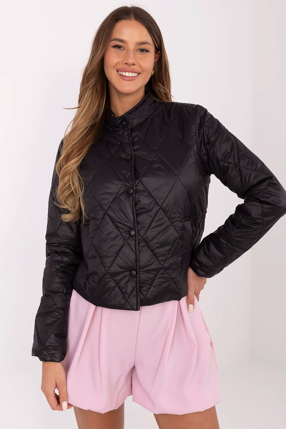 Elegant Casual Women's Nylon Transitional Jacket by Italy Moda, showcasing a lightweight quilted design perfect for autumn, winter, and spring outings.