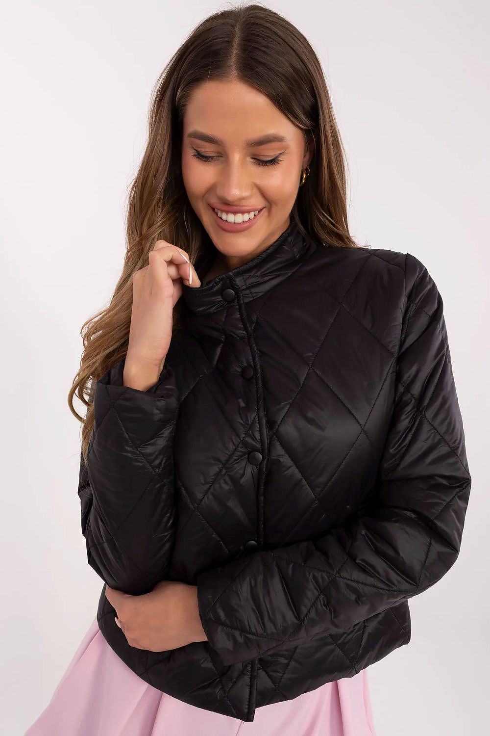 Stylish Women's Transitional Jacket in high-quality nylon by Italy Moda, featuring wind-resistant properties and a classic modern cut ideal for everyday wear.