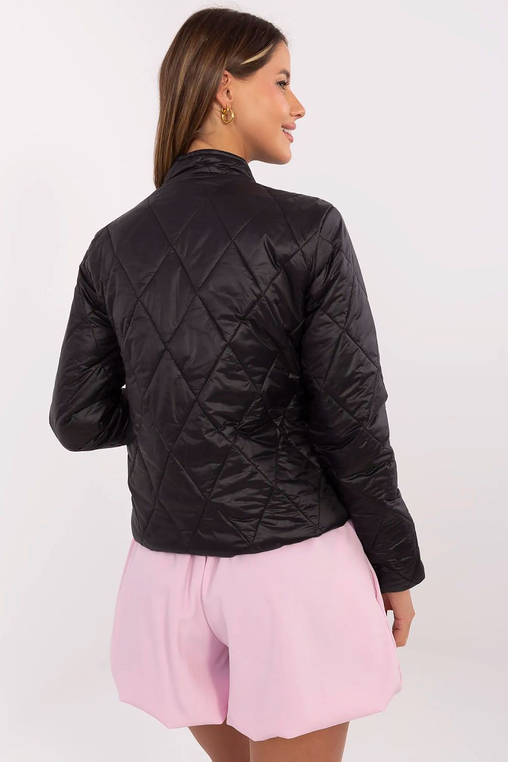 Luxurious quilted Women's Jacket by Italy Moda, designed for transitional weather with a practical snap closure and versatile style for any occasion.