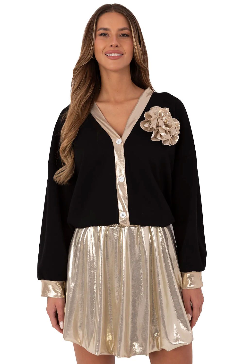 Elegant high waist bombka skirt by Italy Moda, crafted from soft polyester blend for comfortable daily wear, showcasing a versatile minimalist design perfect for any occasion.