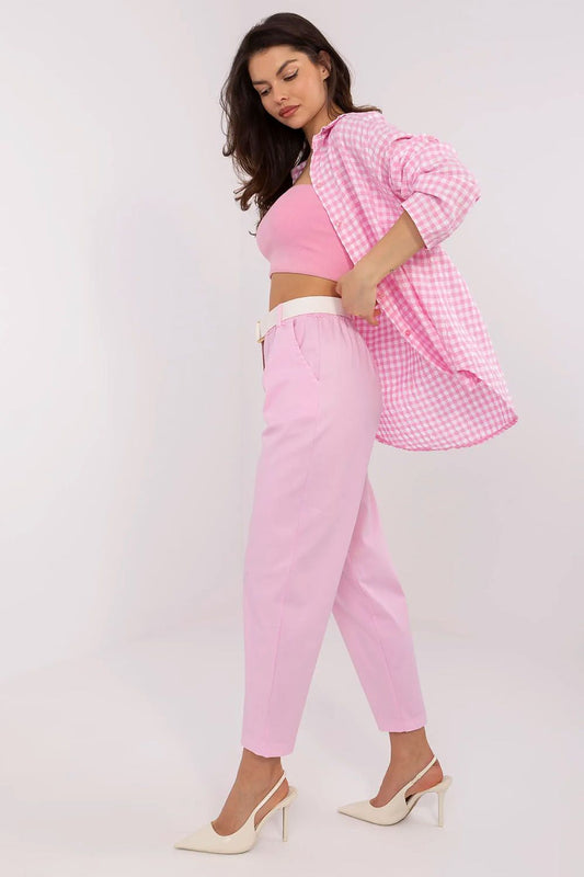 Elegant women's high-waist trousers by Italy Moda, crafted from premium cotton and spandex for a luxurious fit and timeless style.