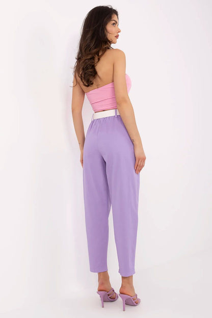Versatile women's high-waist trousers by Italy Moda, complete with side slip pockets for practicality and sophisticated style.