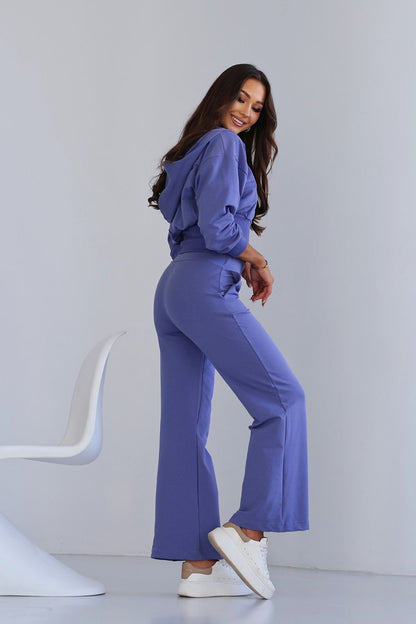 Lifestyle image of a model wearing the LaBalancia MADMAX light blue set, capturing the essence of effortless style and comfort for daily wear.