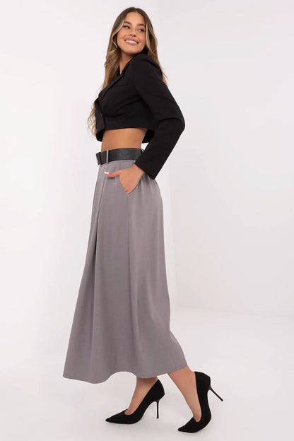 Italy Moda elegant long skirt displaying a flattering elastic waistband and luxurious silhouette, ideal for adding a touch of sophistication to any outfit.