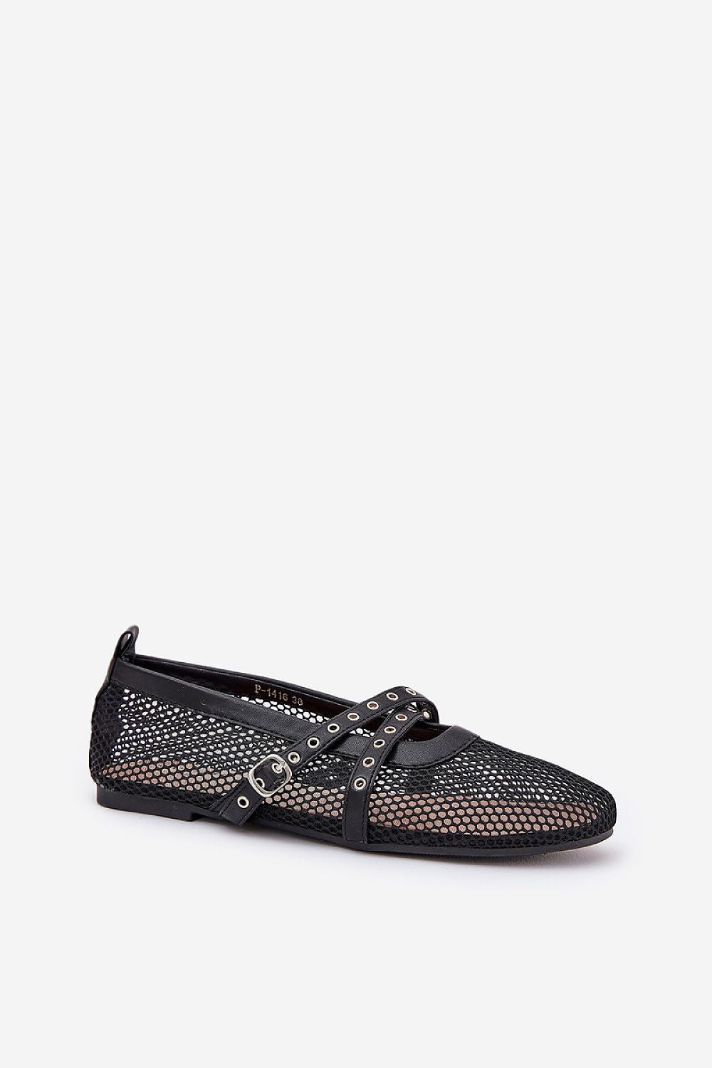 Elegant women's ballerina flats by Step in Style, showcasing breathable mesh design and decorative crisscross straps, perfect for comfort and style in sizes EU 36-41.
