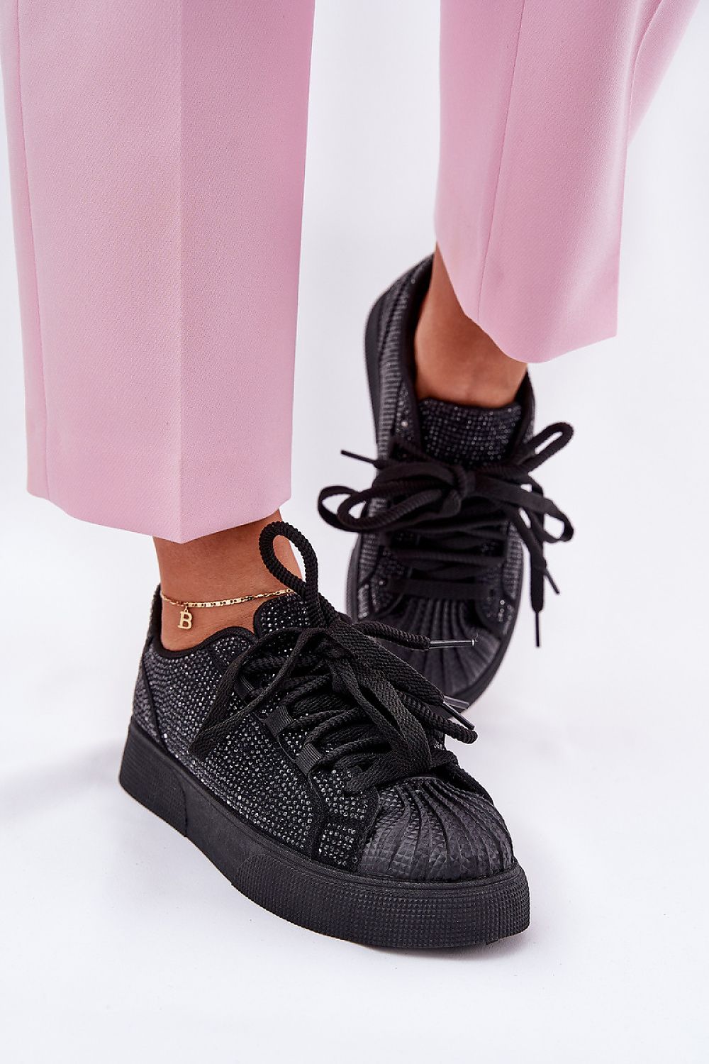Luxurious women's eco-friendly platform sneakers by Step in Style featuring elegant zircon detail, perfect for chic and comfortable everyday fashion.