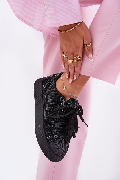 Stylish Women's Eco-Friendly Platform Sneakers with sparkling zircon accents, crafted by Step in Style, perfect for chic everyday wear.