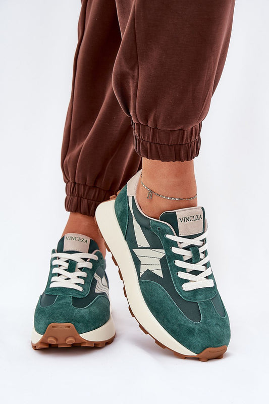 Vinceza Women's luxurious suede sports shoes featuring a natural leather insole, showcasing elegant design and comfort.