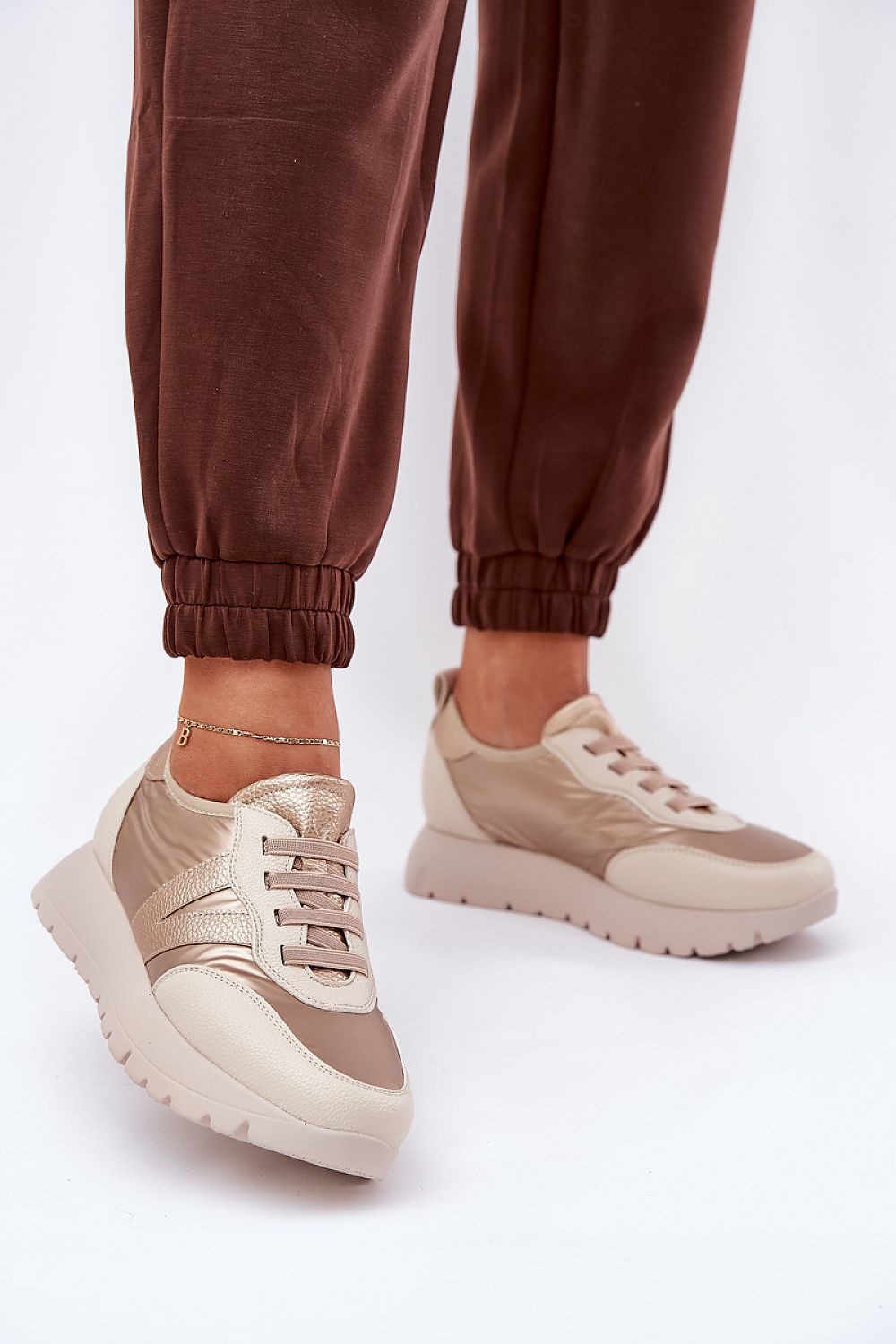 Elegant Vinceza sport shoes crafted from eco-leather and fabric, featuring a comfortable platform design from Step in Style, suitable for sizes EU 36 to 41.