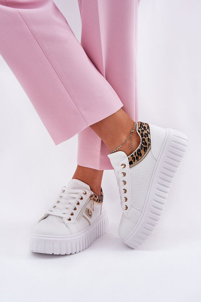 Elegant luxury eco leather sport shoes with platform by Step in Style, featuring shiny details and a removable insole, perfect for style and comfort.