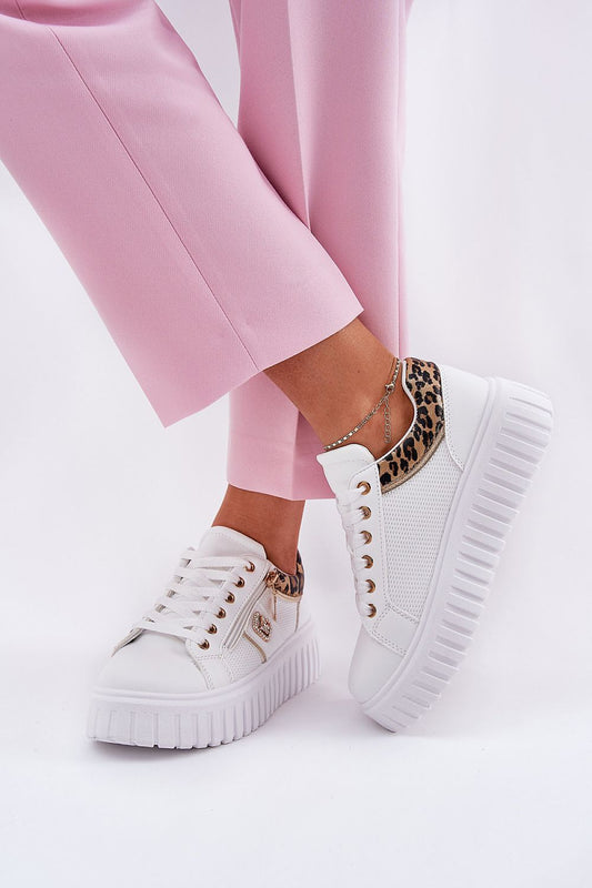 Elegant luxury eco leather sport shoes with platform by Step in Style, featuring shiny details and a removable insole, perfect for style and comfort.