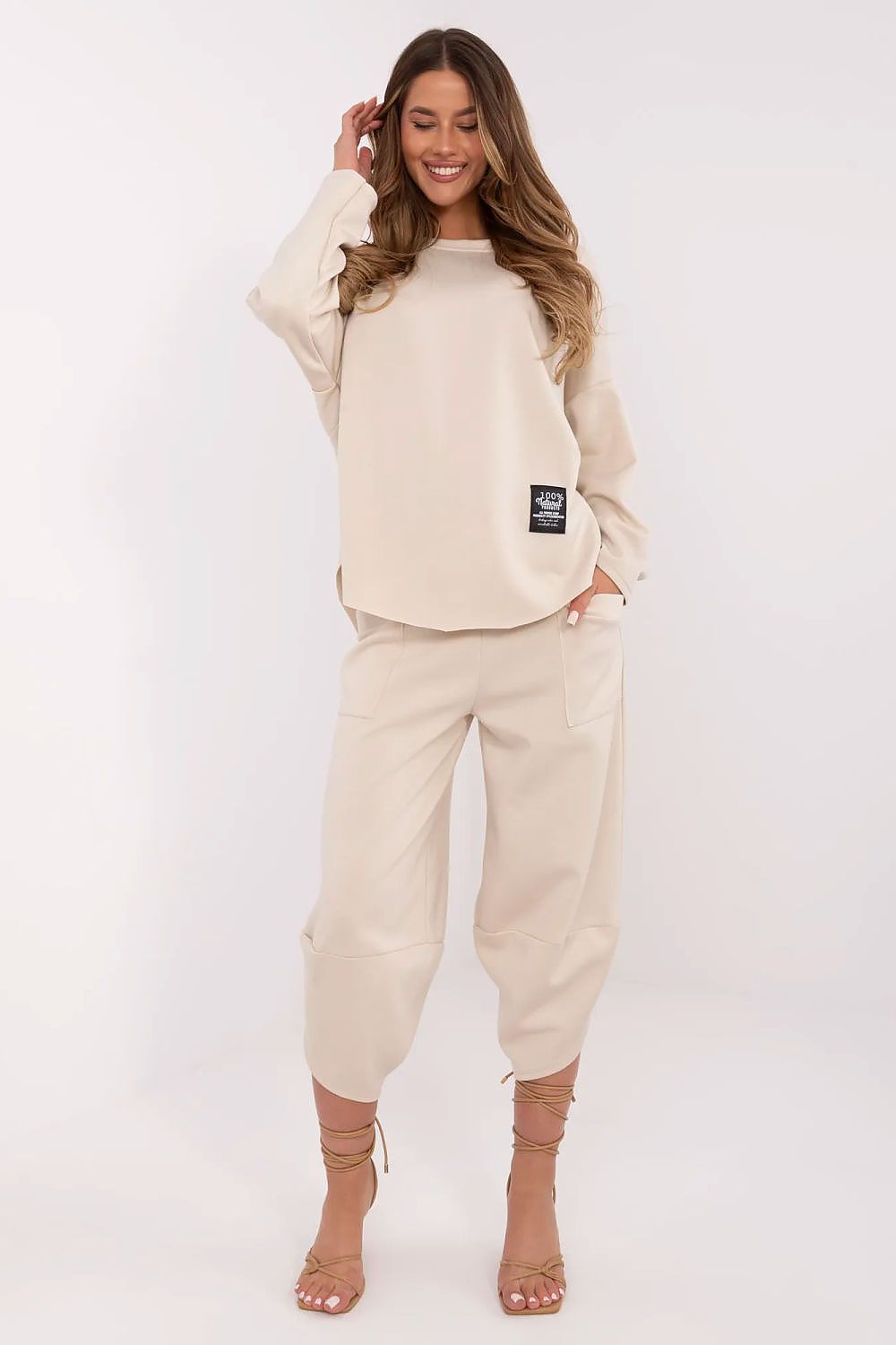 Italy Moda Women's 2-Piece Tracksuit Set featuring high waist pants and long sleeve sweatshirt, ideal for luxury casual wear.