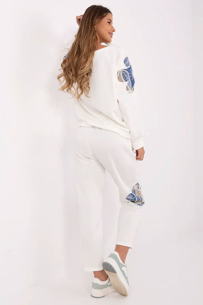 Stylish Women's Italy Moda Tracksuit Set showcasing high-waisted trousers with tie, designed for comfort with a luxurious finish.