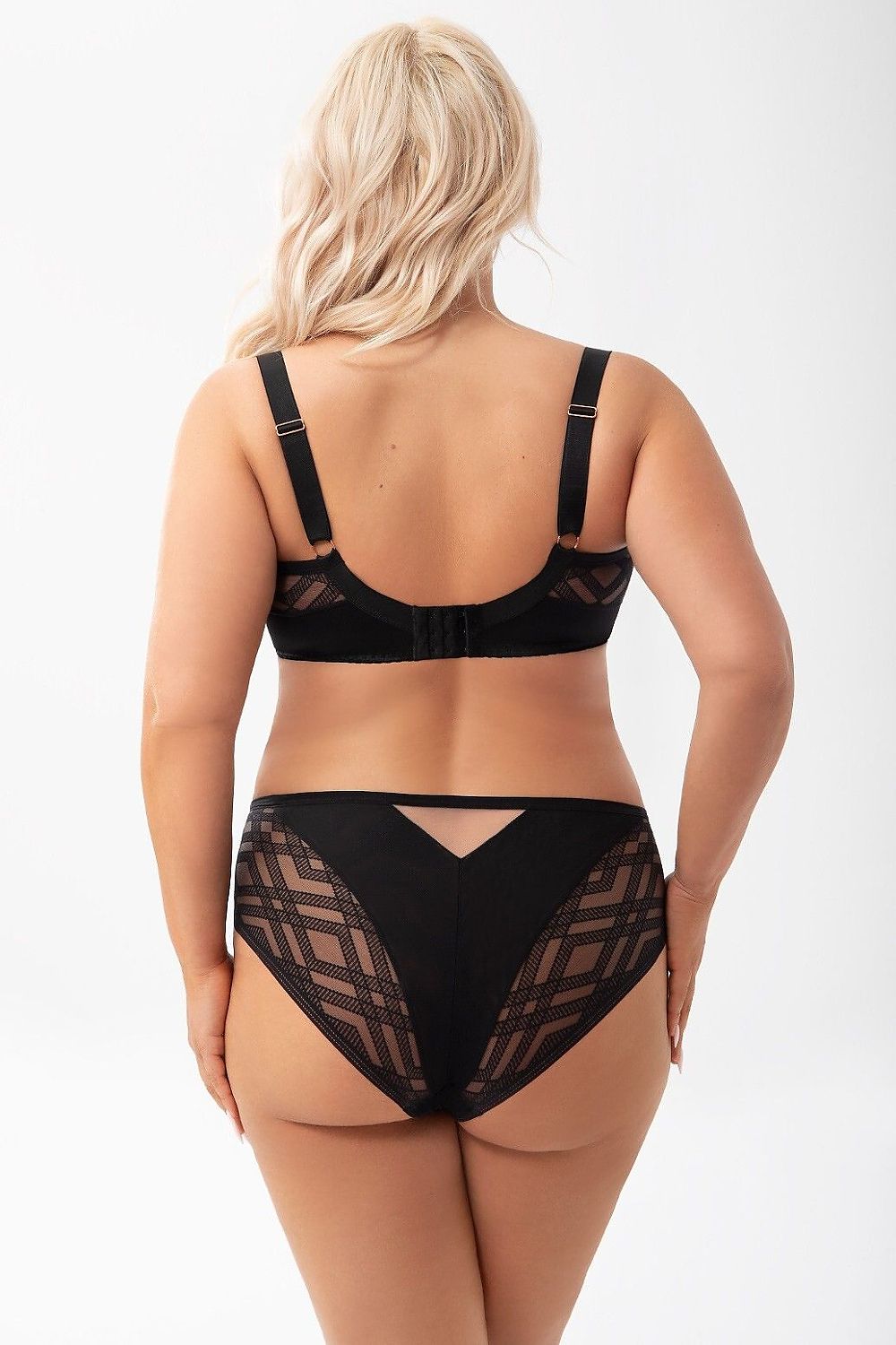 Chic Gorsenia Lingerie undergarment with non-padded cups and fine mesh embellishments, offering secure support and timeless elegance for everyday wear.