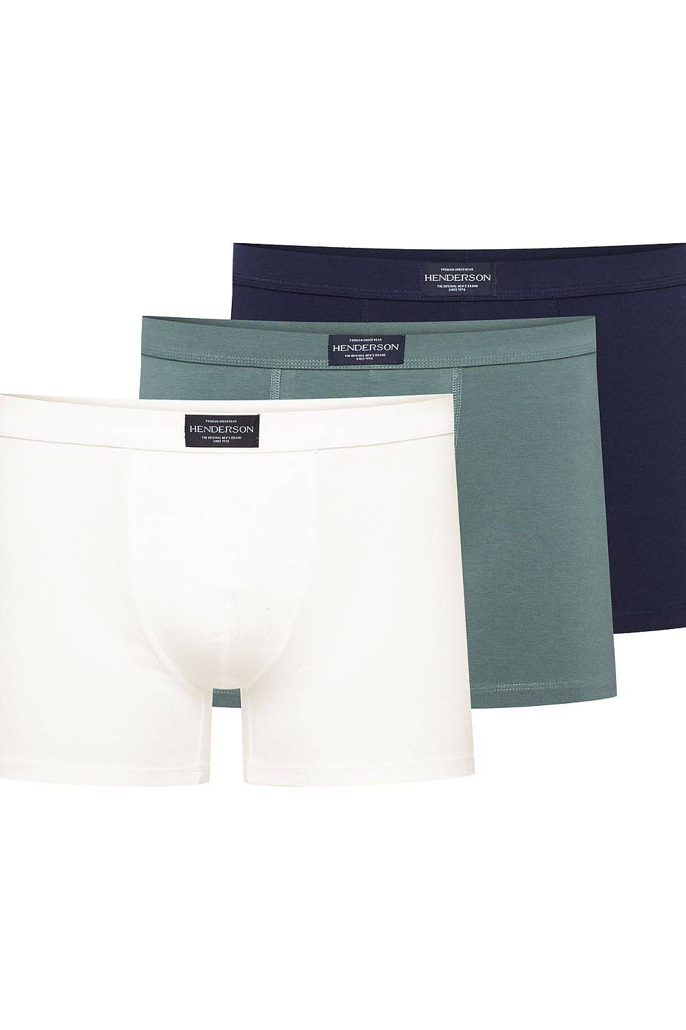 Henderson Men's Boxer Shorts Set in elegant gift packaging, featuring classic design in green, navy blue, and beige. Crafted from a premium cotton blend for ultimate comfort, ideal for everyday wear and stylish gifting, available in sizes EU M-XXXL.